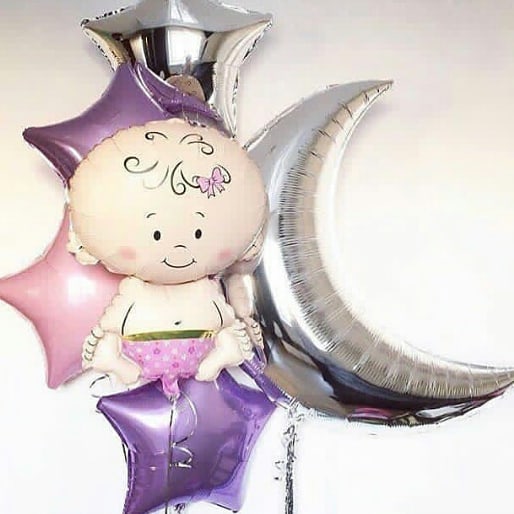 Фольгированный шар "Малышка девочка", Розовый, 71 см.
